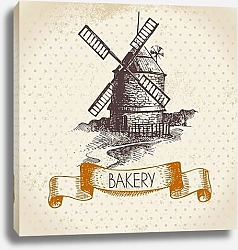 Постер Иллюстрация с мельницей