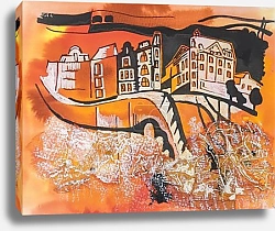 Постер Эскиз Амстердамских каналов и мостов