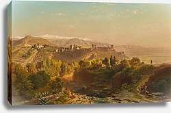 Постер Бамбергер Фритц Spanische Landschaft mit Blick auf die Alhambra