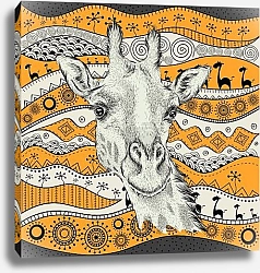 Постер Голова жирафа на этническом узоре