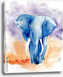 Постер Синий акварельный слон