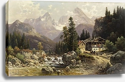 Постер Скелл Людвиг Alpenlandschaft mit Mühlengebäude