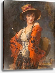 Постер Шмутцлер Леопольд Young woman with guitar