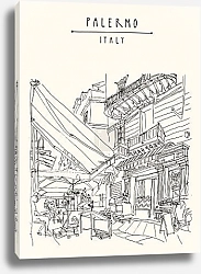 Постер Street cafe in Palermo, Sicily