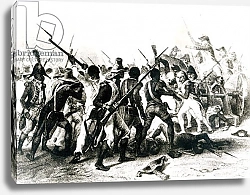 Постер Школа: Французская 19в. Battle of Vertieres, San Domingo, 18th November 1803, engraved by Frilley, 1803