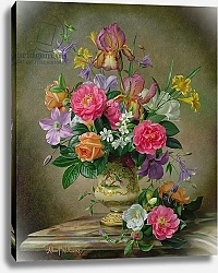 Постер Уильямс Альберт (совр) Peonies and irises in a ceramic vase