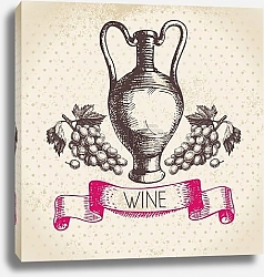 Постер Иллюстрация с кувшином вина