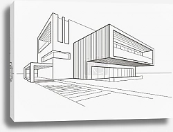 Постер linear sketch of modern building on light gray background