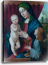 Постер Неизвестен Дева Мария с ребенком и ангел