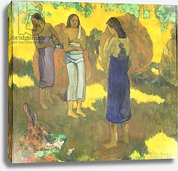 Постер Гоген Поль (Paul Gauguin) Three Tahitian Women against a Yellow Background, 1899