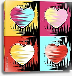 Постер Сердца в стиле поп-арт