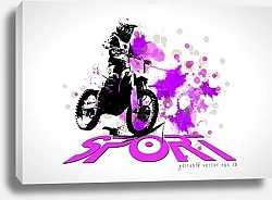 Постер Active man riding motobike ready for internet banners, social media banners, headers of websites, vector illustration