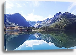 Постер Норвегия. Lovatnet lake, Panoramic view
