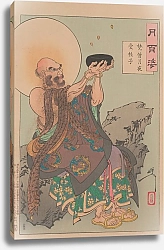 Постер Еситоси Цукиока A Buddhist monk receives cassia seeds on a moonlit night
