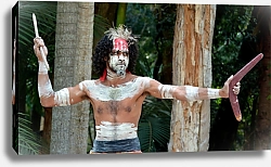 Постер Абориген бросает бумеранг