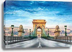 Постер Венгрия, Будапешт. Асфальт Цепного моста