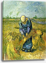 Постер Ван Гог Винсент (Vincent Van Gogh) Крестьянка, связывающая сноп