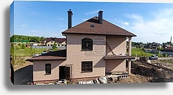 Постер Строящийся двухэтажный коттедж