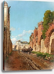 Постер Унтербергер Франц Italienische Straßenansicht mit Ochsengespann