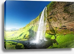 Постер Летнее волшебство водопада Сельяландсфосс, Исландия, южное побережье