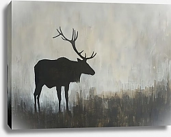 Постер Black silhouette of an elk