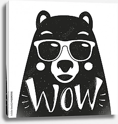 Постер Векторная иллюстрация со стильным медведем в солнцезащитных очках
