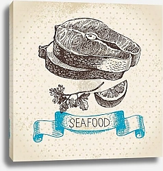 Постер Иллюстрация с рыбным стейком