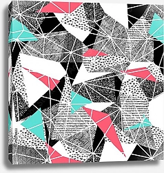 Постер Цветные треугольники на черно-белом узоре