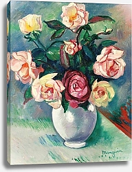 Постер Манген Анри Bouquet De Roses Dans Un Vase Blanc