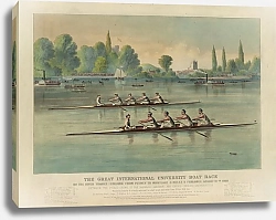 Постер Куррье&Ивес The great international university boat race On the river Thames from Putney to Mortlake 4 miles 2 furlongs August 27th 1869