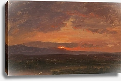 Постер Черч Фредерик Долина Гудзона, Нью-Йорк, солнце садится за горы Катскилл