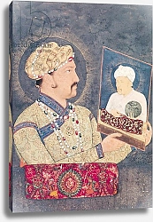 Постер Школа: Индийская 17в. Emperor Jahangir holding a portrait of Emperor Akbar