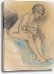 Постер Рассенфоссе Арман Femme nue assise, un bonnet sur la tête.
