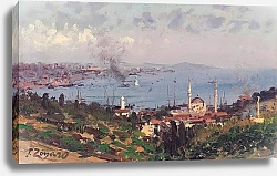 Постер Зонаро Фаусто View of Nisantasi with the Dolmabahçe Mosque, Constantinople