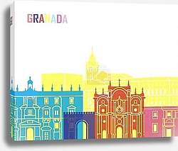Постер Гранада: Цветные силуэты Альгамбры и старого города