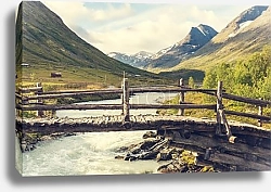 Постер Старый мост через горную речку, Норвегия