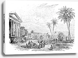 Постер Barrackpore or Barrackpur, in West Bengal, India, vintage engraving (1890)
