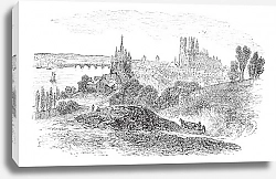 Постер Cityscaoe of Orleans city, France, vintage engraving