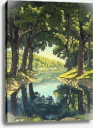 Постер Play of reflections in an oak forest