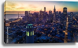 Постер Вид с воздуха на Сан-Франциско на рассвете