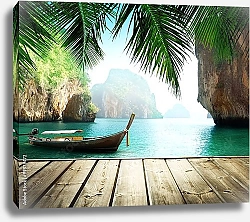 Постер Тайланд. Традиционная лодка в заливе