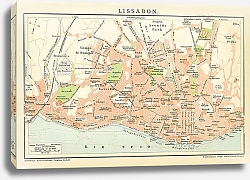 Постер Карта Лиссабона, Португалия, 1880-1898г. 1