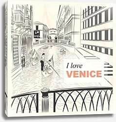 Постер Мост вздохов в Венеции, эскиз