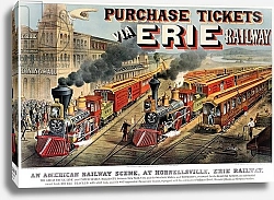 Постер Курье Н. The American Railway Scene at Hornellsville, Erie Railway