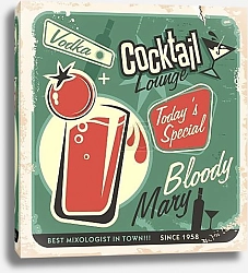 Постер Ретро плакат с коктейлем кровавая мэри