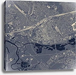Постер План города Брест, Беларусь, в синем цвете