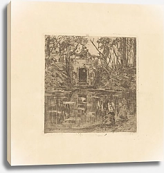 Постер Цварт Виллем Ruïne aan een vijver