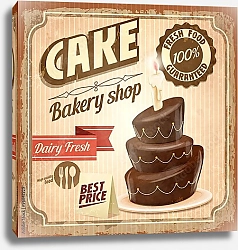 Постер Ретро плакат с шоколадным тортом