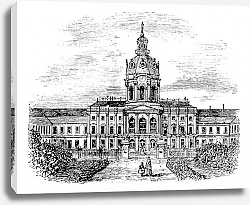 Постер Charlottenburg Royal Palace, in Berlin, Germany, during the 1890s, vintage engraving.