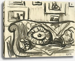 Постер Мигем Юджин Ван Penseelschets van interieur